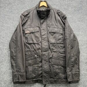 Fox Racing Jacket Men's XL Gray Cotton Canvas Field Moto Riders Core Since 74